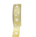 Floristik24 Ozdobná stuha zlatá se vzorem hvězd 25mm 20m