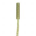 Floristik24 Ozdobná stuha mechově zelená se zlatým lurexem, vyztužená drátem 10mm 20m