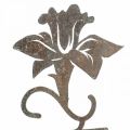 Kovová ozdobná květina dřevěný stojan nápis Spring 6x9,5x39,5cm