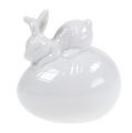 Floristik24 Ozdobná figurka zajíčka na bílku 8,5cm 2ks
