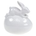 Floristik24 Ozdobná figurka zajíčka na bílku 8,5cm 2ks