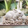 Floristik24 Deco figurka králičí šedá, jarní dekorace, velikonoční zajíček sedící seskupený 3ks