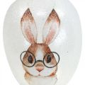 Floristik24 Deco věšák skleněná deko vajíčka králík s brýlemi třpytky 5x8cm 6ks