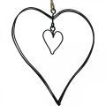 Floristik24 Ozdobné srdce na zavěšení kovové srdce černé 10,5cm 6ks