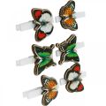 Floristik24 Ozdobná spona motýl, dárková dekorace, jaro, motýlci ze dřeva 6ks