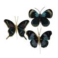 Floristik24 Péřový motýlek na drátě černý sortiment 7,5cm - 8,5cm 6ks