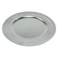 Floristik24 Dekorační talíř kulatý plastový dekorativní talíř stříbrný Ø33cm