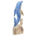 Floristik24 Figurka delfína námořní dřevěná dekorace ručně vyřezávaná modrá H59cm