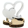 Floristik24 Dvojité srdce dřevěné, rozptylová dekorace svatební srdce B3cm 72 kusů