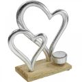 Floristik24 Stojan na čajovou svíčku srdce kovová dekorace stolní dekorace dřevo 22cm