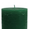 Floristik24 Jednobarevné svíčky tmavě zelené 85x120mm 2ks