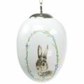 Floristik24 Vajíčko na zavěšení keramický králík bílý Ø5,5cm V7,6cm 12ks
