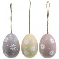 Floristik24 Velikonoční vajíčka s květinovou dekorací na zavěšení dřevěné vajíčko tříděné 7cm 3ks