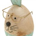 Floristik24 Velikonoční zajíček s brýlemi dekorativní figurka dřevěné vajíčko Ø5cm V13,5cm 3ks