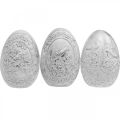 Floristik24 Velikonoční vajíčko nostalgický motiv ptáčka Velikonoční dekorace k umístění bílá V9,5cm 3ks