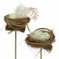 Floristik24 Deco plug ptačí hnízdo, velikonoční dekorace, hnízdo s vejci 23cm 6ks