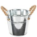 Floristik24 Kbelík s lanovými rukojeťmi Ø14cm V12cm