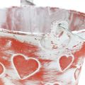 Floristik24 Dekorativní vědro dekor srdce, kovová nádoba, Valentýn, vědro s rukojetí Ø12cm