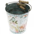 Floristik24 Kovové vědro vintage vzhled, jarní dekorace, kbelík na rostliny, kovová dekorace H15 / 11 / 9,5 cm, sada 3 ks