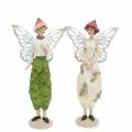 Floristik24 Deco figurka elfí pár elfů bílá, růžová, zelená V20cm 2ks