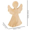 Dřevěná dekorační figurka anděla ze světlého přírodního dřeva, vánoční dekorace, 30 cm | Floristik24.cz