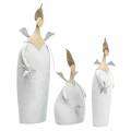 Floristik24 Dekorativní anděl trio kov bílý, třpytky Ø10 / 11,5 / 7cm H28,5 / 18 / 21cm 3ks