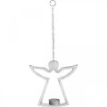 Floristik24 Stojan na čajovou svíčku s andělem, dekorace na svíčku k zavěšení, kov stříbrný V20cm