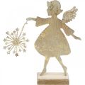 Floristik24 Anděl s pampeliškou, kovová dekorace na vánoce, dekorace figurka Adventní zlatý antický vzhled V27,5cm