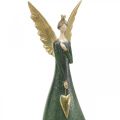 Floristik24 Deco figurka anděla zelený Vánoční anděl se zlatým srdcem V41cm