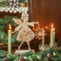 Floristik24 Anděl s pampeliškou, kovová dekorace na vánoce, dekorace figurka Adventní zlatý antický vzhled V27,5cm