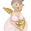 Floristik24 Růžový anděl se srdíčkem figurka vánoční dekorace 7 × 6 × 14 cm 2ks