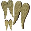 Floristik24 Sypaná dekorace, andělská křídla, adventní dekorace, křídla na zdobení zlatá, třpytky V7 / 5 / 3 cm Š4,5 / 3,5 / 2 cm 18ks