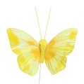 Floristik24 Péřový motýl 10cm žlutý 12ks