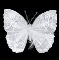 Floristik24 Péřový motýl 11,5cm s klipem bílý 3ks