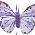 Floristik24 Peří motýl kovový drát růžový, fialový 7cm 12 ks