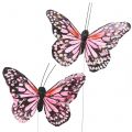 Floristik24 Motýl na drátě růžový 11cm 12ks