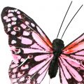 Floristik24 Motýl na drátě růžový 11cm 12ks