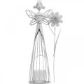 Floristik24 Jarní dekorace, květinová víla jako lucerna, kovová dekorace na stůl, skřítek s květinou bílá V32,5cm