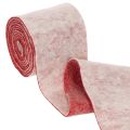 Plstěná stuha, 100% vlna, dvoubarevná, jako chňapka, plstěná stuha bílá/červená, 15 cm x 5 m | Floristik24.cz