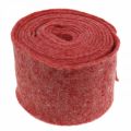 Floristik24 Plstěná páska, kelímková páska, vlněná plsť červená, bílá melír 15cm 5m