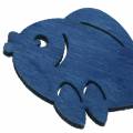 Floristik24 Scatter deco fish wood bílá, modrá, světle modrá 4cm 72p