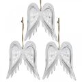 Floristik24 Andělská křídla k zavěšení, vánoční dekorace, kovové přívěsky bílé V11,5cm Š11cm 3ks