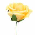 Floristik24 Pěnová růže Ø7,5cm žlutá 18str