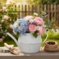 Dekorativní kovový džbán, bílý, vintage shabby chic, 28 cm | Floristik24.cz