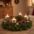 Stojan na čajovou svíčku na nalepení adventního věnce stříbrný Ø4cm 8 ks | Floristik24.cz