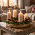 Slaměný věnec 30cm, sada 2 kusů pro adventní dekoraci, věnec na dveře 30/6cm, 2 ks | Floristik24.cz