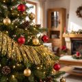 Tinsel Gold Světle zlatý stromeček závěsný vánoční L50cm | Floristik24.cz