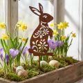 Zahradní kůl Rust Bunny květinový vzor Zahradní dekorace Velikonoce 9×15cm | Floristik24.cz
