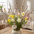 Zajíčci dekorativní dřevění zajíčci na zavěšení přírodní bílý 5cm×12cm 6ks | Floristik24.cz