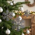 Vločka šedá k zavěšení Ø8cm - Ø12cm 9ks | Floristik24.cz